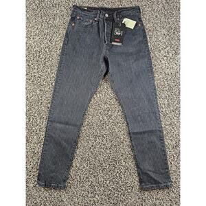 Levis Womens Sz 28x28 High Rise Skinny Leg 501 Blue Jeans Pinstripe NEW